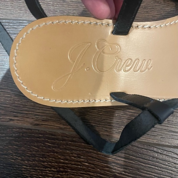 J. Crew Flat Strappy Sandals in Vachetta Leather in Black 7 - Picture 8 of 12